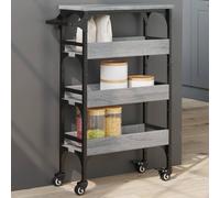 Kitchen Trolley Grey Sonoma 53x20x76cm Engineered Wood Industrial Wheels Compact