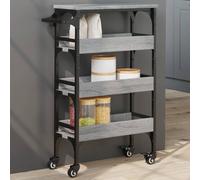 Kitchen Trolley Grey Sonoma 53x20x76cm Engineered Wood & Steel Castor Towel Rack
