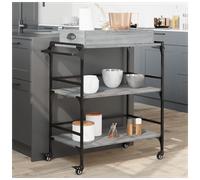Kitchen Trolley Grey Sonoma 81.5x41x92.5cm Engineered Wood & Steel Vintage Style