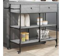 Kitchen Trolley Grey Sonoma Wood Material with Steel Frame 105 x 42 x 95 cm, Serving Trolley with 4 Wheels and Towel Holder, Versatile Trolley for Kitchen, Living Room, Dining Room