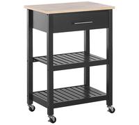 Beliani Kitchen Trolley Hiuma Wood Black, Black