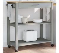 Kitchen Trolley Honey Wax 84x40x90cm Solid Pine Wood Drawer & Wheels with Hooks.