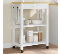 Kitchen Trolley Honey Wax Pine & Engineered Wood 60x40x90 cm Drawer Wheels Lock