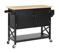 Beliani Kitchen Trolley Mele Black, Black