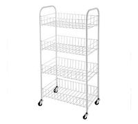 Kitchen Trolley on Wheels with 2/3/4 Vegetable Storage Baskets, WHITE Metal Painted (4 Tire Rack)