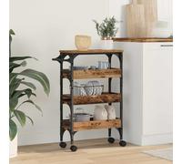 Kitchen Trolley Reclaimed Wood Material 53 x 20 x 76 cm with Wheels, Mobile Kitchen Trolley for Storage Space and Worktop, Space-Saving Freestanding as Side Trolley and Serving Trolley