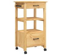 Kitchen Trolley Honey Wax Solid Pinewood 48x40x90 cm Rustic Storage Cart Wheels