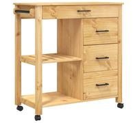 Kitchen Trolley Rolling Cart Storage Cart Trolley MONZA Solid Wood Pine vidaXL