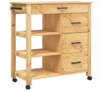 (brown) vidaXL Kitchen Trolley Rolling Cart Storage Cart Trolley MONZA Solid Wood Pine