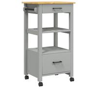 (grey) vidaXL Kitchen Trolley Rolling Cart Storage Cart Trolley MONZA Solid Wood Pine