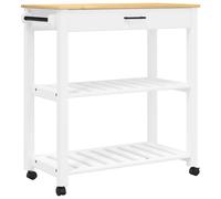 (white, 84 x 40 x 90 cm) vidaXL Kitchen Trolley Rolling Cart Storage Cart Trolley MONZA Solid Wood Pine