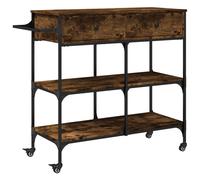 vidaXL Kitchen Trolley Rolling Cart Storage Cart Smoked Oak Engineered Wood