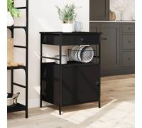 vidaXL Kitchen Trolley Black 56x43x89.5 cm Engineered Wood
