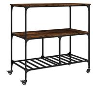 vidaXL Kitchen Trolley Smoked Oak 100x50x95 cm Engineered Wood NEW