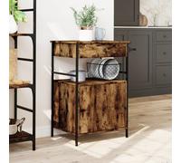 vidaXL Kitchen Trolley Rolling Cart Storage Cart Smoked Oak Engineered Wood