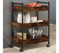 Kitchen Trolley Smoked Oak 50x30x70cm Engineered Wood Slim Storage Cart Multiuse