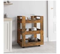 Kitchen Trolley Smoked Oak 60x45x80cm Engineered Wood Compact Mobile Castors