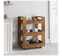 Kitchen Trolley Smoked Oak 60x45x80cm Engineered Wood Compact Mobile Castors