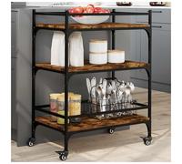 Kitchen trolley smoked oak 65x40x86.5cm engineered wood steel lockable wheels