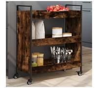 Kitchen Trolley Smoked Oak 70x30x82cm Engineered Wood Compact Cart with Storage