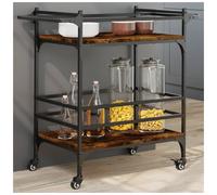 Kitchen Trolley Smoked Oak 82x40x78.5cm Engineered Wood Steel Mobile Cart Retro