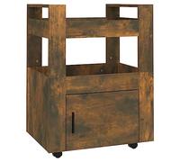 Kitchen Trolley Smoked Oak Wood Material 60 x 45 x 80 cm with Wheels, Shelves and Drawer Mobile Side Trolley for Kitchen Dining Room Living Room Cabinet Storage and Worktop