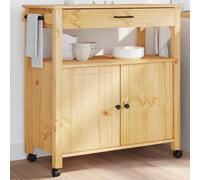 Kitchen Trolley Solid Pine Wood Brown 84x40x90cm Honey Wax Finish with Drawer UK