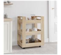 Kitchen Trolley Sonoma Oak 60x45x80cm Engineered Wood Mobile Cart with 4 Castors