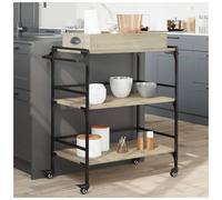 Kitchen Trolley Sonoma Oak 81.5x41x92.5 cm Engineered Wood & Steel Mobile Cart