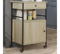 Kitchen Trolley Sonoma Oak Engineered Wood 56x43x89.5 cm Mobile Cart with Brakes