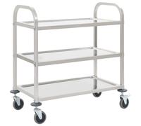 Kitchen Trolley Storage Dining Serving Rolling Cart Stainless Steel vidaXL