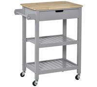 Kitchen Trolley Utility Cart on Wheels with Rubberwood Worktop