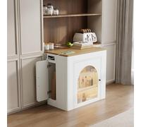 Kitchen trolley with wheels extendable dining table with removable tabletop mobile serving cart with power strips serves as a sideboard or bar table for kitchen and dining room (white)