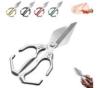 Kitchen Turkey Shears, Seattleget Multifunctional Heavy-Duty Kitchen Shears, Ergonomic Household Food Scissors, Suitable for Cutting Meat, Seafood and Small Bones (Silvery)
