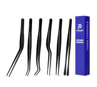 Kitchen Tweezer Tongs Set,6 Pcs Kitchen Tweezers,6.3" Cooking Tweezers Set,Stainless-Steel Food Chef Culinary Tweezers Tongs for Baking Decorating Feeding Plating,Black