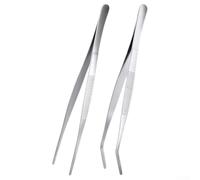 Kitchen Tweezers Set 2Pcs Stainless Steel Cooking Tongs for Plating - Precision Grip BBQ Grill Tools 20cm 30cm(30cm)