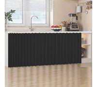 Kitchen Under Sink Curtain Dust & Privacy Short Panel for Shelf Bathroom & Closet Synthetic Linen with Silent Sliding Tracks (Black W 70cm x H 40cm)