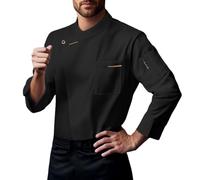 Kitchen Uniform Unisex Chef's Jacket Classic Long Sleeve Chef Coat Jacket Uniform for Women for Catering Bakers and Cooking Professionals Kitchen Clothing Short Sleeve Work Wear for Chefs, a01 black