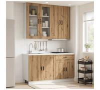Kitchen unit 4pc Artisan oak engineered wood, glass door, 80/60/80/60cm slim set