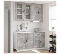Kitchen unit 4pc concrete grey engineered wood 80/60x46x81.5cm in lass dr set
