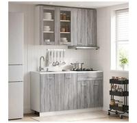 Kitchen unit 4pc Grey Sonoma 80x31x80 cm Engineered Wood Modern Storage set incl