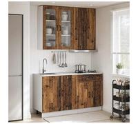 Kitchen Unit 4pc Old Wood Engineered Wood Wall & Base Cabinets 60x31x100cm incl.
