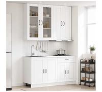 Kitchen Unit 4pc set White Eng. Wood Wall & Base Cabinets 80/60x31x100/46x81.5cm