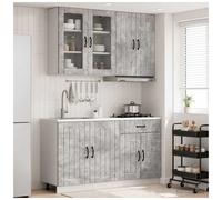 Kitchen unit 4pcs Concrete Grey Engineered Wood Wall & Base Cabinets 80cm set UK