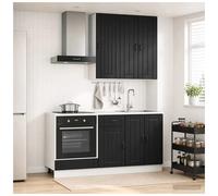 Kitchen Unit 5-piece Black Engineered Wood Wall & Base Cabinets Set 40x31x100cm