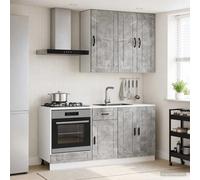 Kitchen unit 5-piece Concrete grey engineered wood with 60cm & 40cm cabinets set