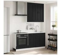 Kitchen Unit 5pc Black Engineered Wood with 60x46x81.5 & 40x46x81.5cm wall+base
