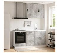 Kitchen Unit 5pc Concrete Grey Engineered Wood Wall & Base Cabinets 40x60cm Set