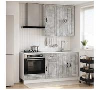 Kitchen Unit 5pc Concrete Grey Engineered Wood with Base & Wall Cabinets 100cmH