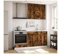 Kitchen unit 5pc Smoked Oak Engineered Wood Wall & Base Cabinets with 40x31x80cm